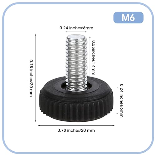Verpakking van 12 verstelbare meubels Benen, Hoogte verstelbare benen Tafel Benen Zwarte nivellering Benen voor meubels Benen stoel tafel M6 x 20mm