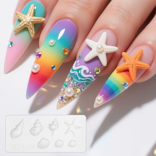 5 st Siliconen Nagelvormen, 3D Gel Nail Art Shape Shell Plumeria Rose Cherry Blossom Morning Glory Flower Shapes voor Nail Design Manicure Decoratie (5 stijlen) 5