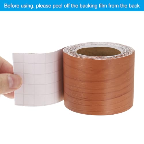 Hout Grain Reparatie Tape, 5cm x 33m, Realistische Textuur Zelfklevende Tape voor vloeren, Deuren, Tafels, Kasten, Bureaus, Cherry Wood, Rood 4