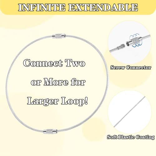 25 stuks draad sleutelhangers, 15cm kabelsleutelhanger, Sleutel Ringen roestvrij staal Sleutelring Grote sleutelhanger metalen ring voor wandelen zwaar verbonden bagage label wandelen Bagage Tag 4