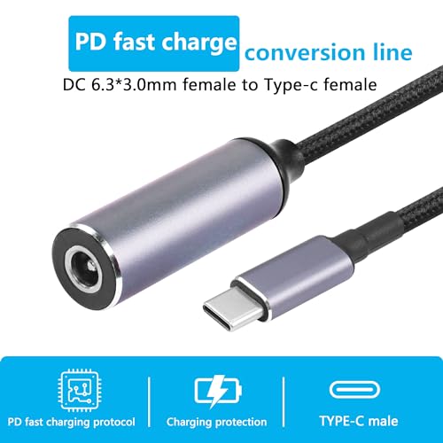 100W PD Laptoplader Adapter Kabel DC 6330 Vrouwelijke invoer naar USB Type C Man Power Extension Kabel voor mobiele telefoons Tablets 3