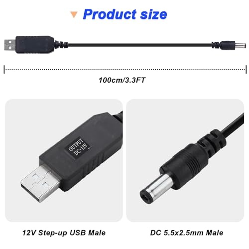 DC 5V 2A naar DC 12V Stap-up USB Converter Kabel USB-adapter met DC Jack 5.5x2.5mm Ventilator Power Kabel Tafellamp met DC Converter Kit (3.3ft, 4PCS)