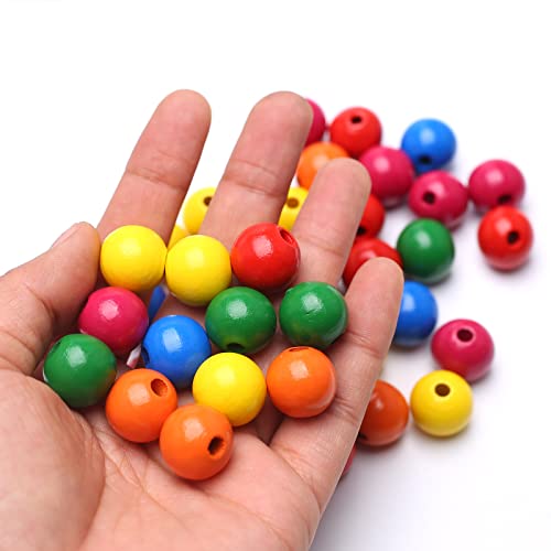 Houten kralen, 200st 16mm Natuurlijke houten kralen Ronde houten kralen Ambachte kralen voor doe-het-zelf armbanden sieraden decoraties Cadeau (kleurrijk) 4