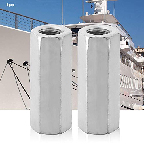 Verpakking van 5 Carbon Steel M12 M12 Socket Hexagonal Sleeve M12 50 Long Nut M12 met Thread Shank M12 voor Noten, Threaded Fasteners (M12 x 50-15mm)