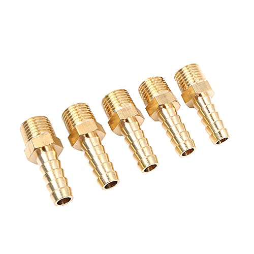 Zee 5 st 8mm tot 1/4" BSP Solid Messing Spine Thread End Connector BSP Pondslang Pondslang Pool/Hose Adapter 5 st 4