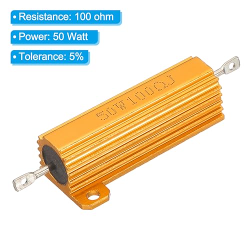 50W 100 Ohm aluminium Shell Resistor, 2 stuks, aluminium behuizing Resistors met behuizing, schroef wondresistors, 5% prestatietolerantie, goud plated 4