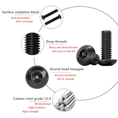 20 st. Machineschroeven, M5 x 20mm lenskopschroeven met Hex Socket Thread Bolts, Hex Socket Ronde hoofdschroeven 3