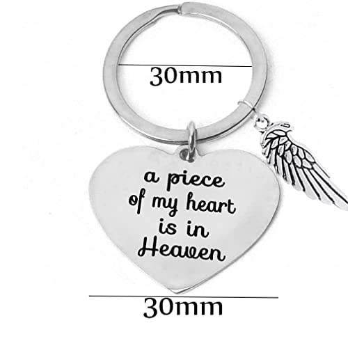 Herdenkingssleutelhanger "Een stuk van mijn hart is in de hemel" Verlies van geliefde sieraden in het geheugen van oma of opa vader met mam, geheugen, sleutelhanger, geschenk, zilver, M, zilver