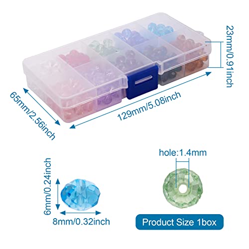 300st 8mm gefacetteerde kristallen glazen kralen, 10 kleuren Rondelle Briolette Spacer Kralen voor doe-het-zelf Sieraden maken 3