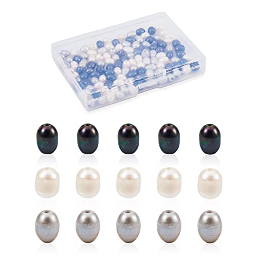 120 st. Natuurlijke Oval Zoetwater Parels 3 Kleuren Rijst Vorm Grote Hole Pearl Kralen voor DIY Craft Kettingen Choker armband sieraden maken