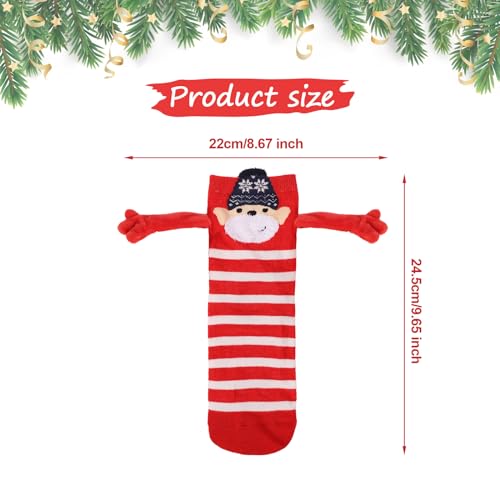 2 paar Kersthandsokken, Magnetisch Handsokken Santa schattig grappige sokken paar hand in hand sokken voor paar dames mannen, mehrfarbig