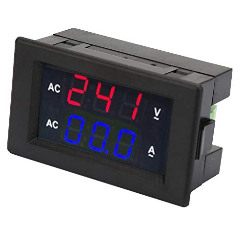 2 in 1 wisselstroomvoltmeter, digitale multimeter AC 100~300V voltmeter 0-50A Ammeter Ammeter LED Digital Display (roodblauw)