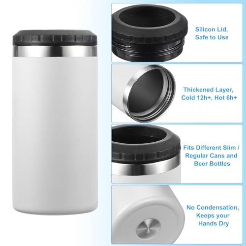 Slim Can Cooler, 16oz Skinny kan geïsoleerd bier Sleeve Drinkhouder voor bier Soda koffie gewone blikken en flessen, wit 4