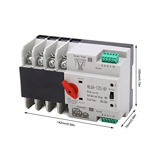 Automatische schakelschakelaar met dubbele voeding AC 400V 4P 20A/32A/50A/63A/80A/100A ATS PC Automatische schakelschakelaar voor gemeentelijke elektriciteit, UPS, Inverter, Solar Power (100A) 3