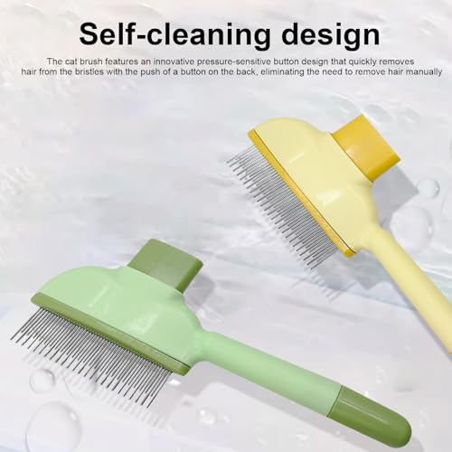 4 stuks kattenhaarborstel, 2 kleuren ABS + roestvrij staal Materiaal bontborstel Kat ABS + roestvrij staal Materiaal Flash borstel met ontspanning Knob, kattenbont borstel, voor honden en 3