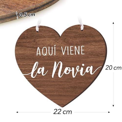 Houten teken hart decoratie bruiloft voor de bruid teken letters Aquí viene la Novia