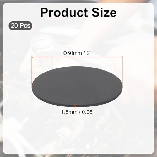 Rubber Solid Schijven Ringen, 20st 50mm ID x 1,5mm Dikke Rubber ronde pakking Pad Bushings Spacer Ring voor DIY pakking Craft, Zwart