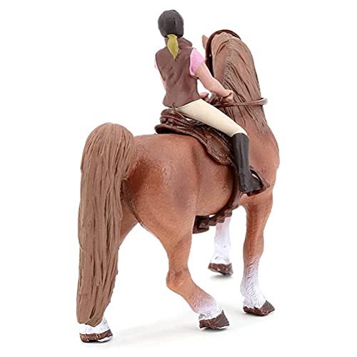 Miniatuur Paardfiguren, Plastic Horse Speelgoed, Simulatie Bruin Paard met Rijder Figuur en Zadel, Verwijderbare Dieren Figuur Verzameling, Model Speelgoed, 12 x 13 cm 4