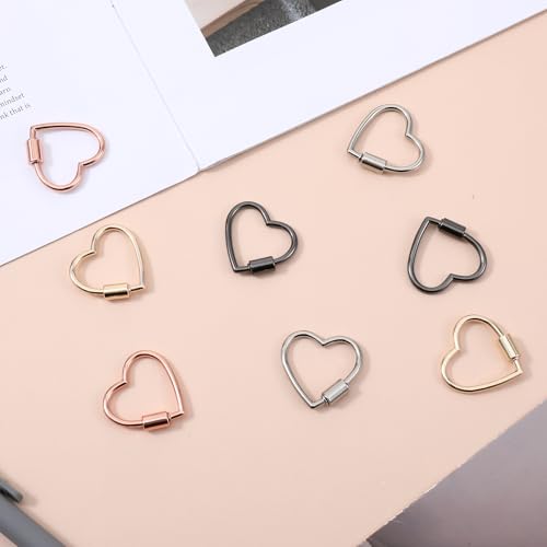 Verpakking van 8 hart karabijnhaak Multi-Kleur Schroefsluiting Key Chain Clips, Hartvorm Key Chain voor DIY, Camping, Wandelen, Vissen, Reizen, Dagelijks gebruik 4