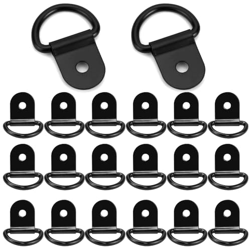 20 st D-ring Tie Downs, Lashing Black D Ring Tie Downs Anker Trailer Tie Down Ring voor Car Truck Trailer Cargo RV boten