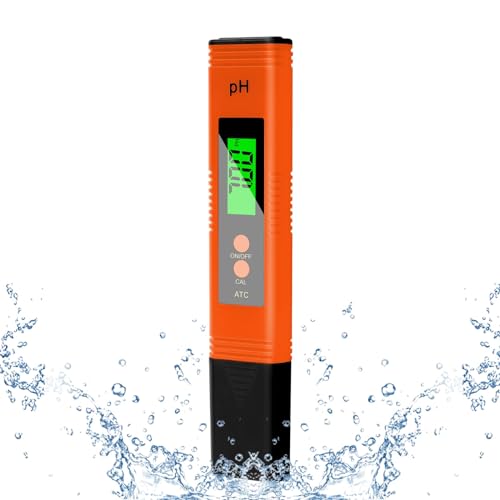 pH-meter, digitale pH-meter, pH-meter, waterkwaliteitmeter, LCD-weergave met groene achtergrondverlichting voor zwembad, Spa (oranje)