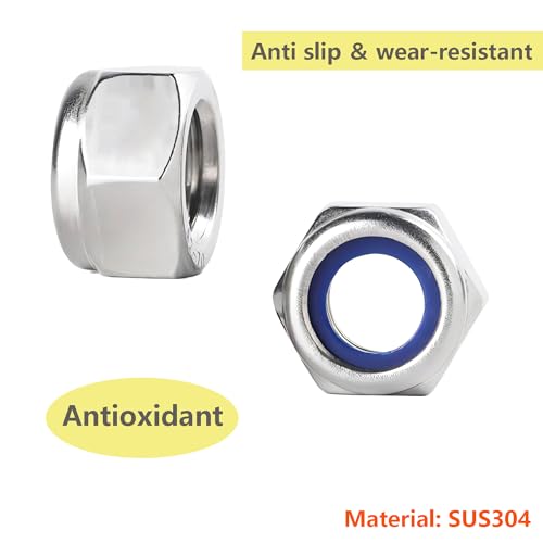 20 st. 304 roestvrij staal M8 Hex Noten, Stop Noten, Zelfvergrendelende Noten, Metrische Hex Noten, Nylon Noten 3