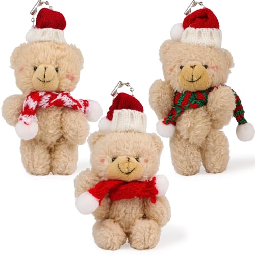 Wichtel Accessoires Kerst - 3 stuks pluche beer voor poppenhuis Accessoires - miniatuur beer hanger voor sleutels en tassen - kleine geschenken voor kerst