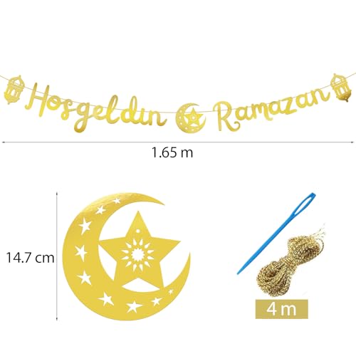 Ramadan Kareem Banner Lettering Hoşgedin Ramazan Glitter Gouden Papier Decoratie Ramadan Kareem Eid Mubarak Home Accessoires Outdoor