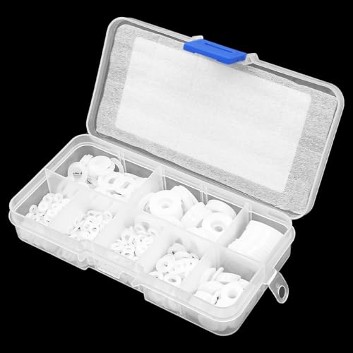 500st Witte Nylon ringen set - Plastic platte O-ring ronde pakking ringen Assortiment voor buizen, kranen, mechanische reparaties - M2/M2.5/M3/M4/M5/M6/M8/M10 3