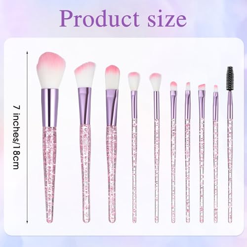 10 st Glitter Crystal make-up borstel set, Eyeshadow Brush Set, Professional Foundation Contouring Blush borstel make-up borstel Set voor poeder, highlighter, blush concealer