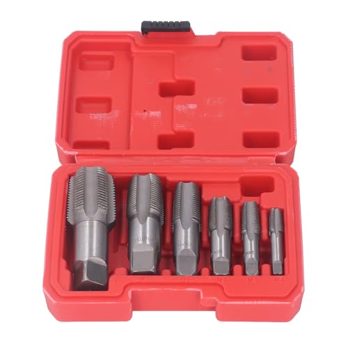 6 stuks NPT Pijpdrill bit set, NPT Tube Thread Brill Bit Set Inclusief maten 1 inch, 3/4 inch, 1/2 inch, 3/8 inch, 1/4 inch en 1/8 inch, Carbon Steel 3