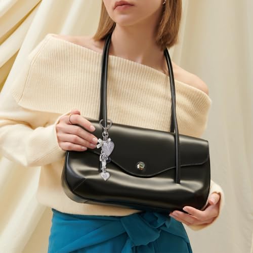 2 st Keychain portemonnee Charms, ABS Plastic imitatie Pearl Acryl Legering Hanger Heart Bow Charms met Legering Swivel sluitingen voor tassen Autosleutels en Cadeau Decoratie 5