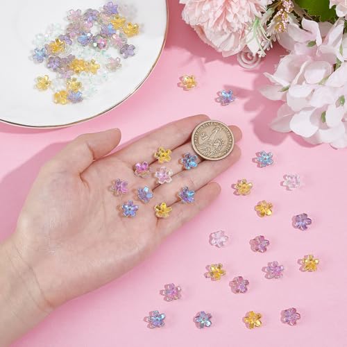 120 st 4 Kleuren Glazen Bloem kralen, 5 Vellen Cherry Blossoms Kristallen kralen, Gegalvaniseerde Mini Bloem Hangers met Gat voor ambachten, Armbanden, Kettingen, Oorbellen, Sieraden 3