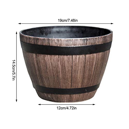 Bloempot, Bloemendoos Hars, Houten Barrel Bloempot Imitatie Ronde Planter, voor binnen en buiten gebruik Bloemendoos, Huis, Tuin, Balkon, Patio