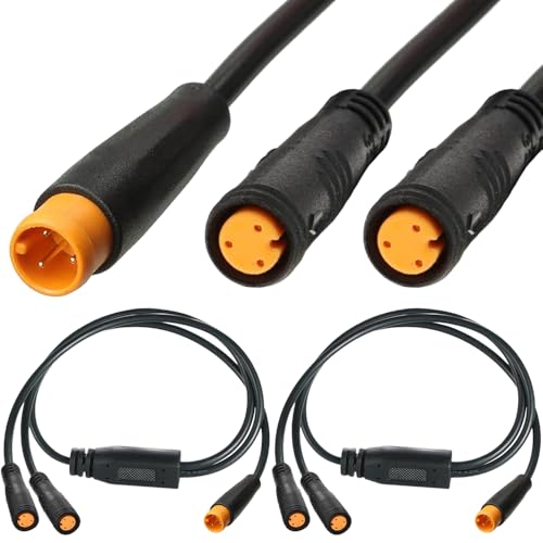 Ebike 3-Pin Y-Splitter Extension Cable, Waterproof Male to Double Female, 1 tot 2 Elctric Fietskoord voor E-Bike Licht, Gear Sensor en Remmen in E-Bike Modification Kit (Terug van 2)