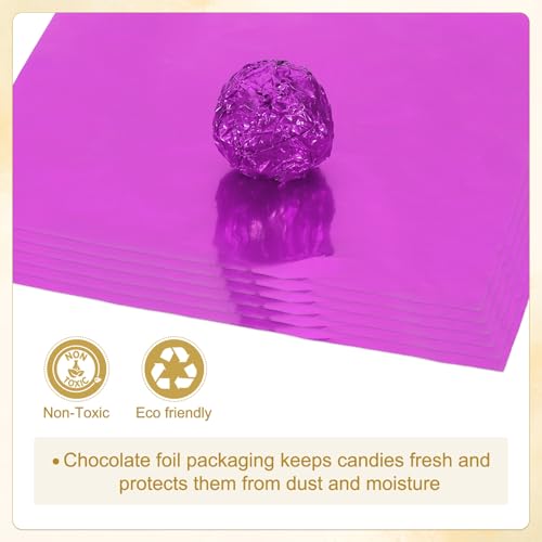 Foil Candy Wraps 15 x 5 inch, 100 Stuks Vierkant glanzend aluminium Foil Candy Wraping Paper voor DIY chocolade snoep verpakking decoratie, licht paars 4