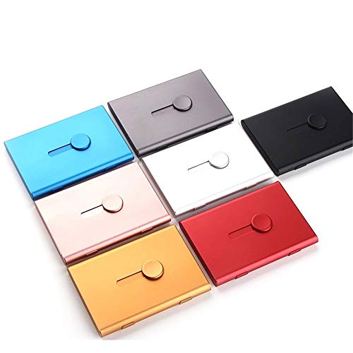 Multi Credit Card Case, 1PCS Thumb Slide Business Card Case Aluminium lichtgewicht Business Name Card Case voor mannen en vrouwen, roze goud, 10cm * 7cm * 2cm