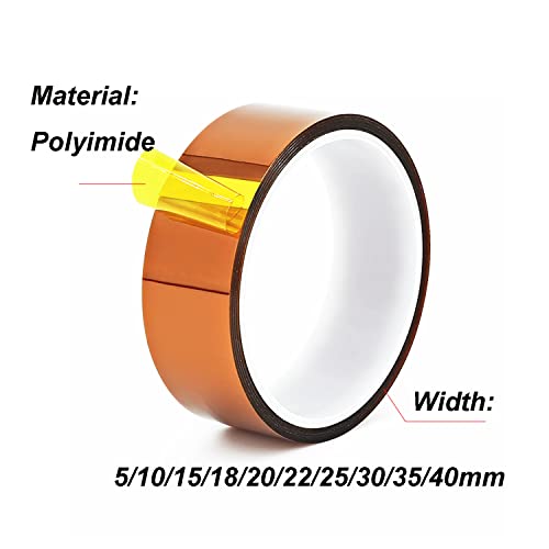 1 rol 20mm x 33m hittebestendig kleefband, isolatieband, polyimidefilmkleefband voor maskeren, lassen, elektrisch 3