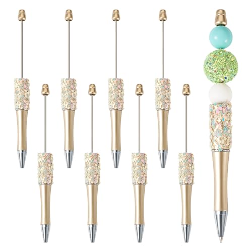 8 stuks sequin bal punt pen kralen pen gepersonaliseerd Pen Black Ink Plastic Pers Ballpoint Ballpoint Ballpoint Pen voor Studenten Kantoor Supplies, Licht