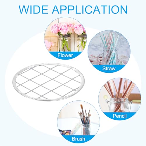 Flower Frog deksel 6cm, 8st Metaal Ronde Bloemen Vaas Invoegen Arranger voor Scheme Plant Fixation Regular Mond Mason Canning Jar, Zilver 5