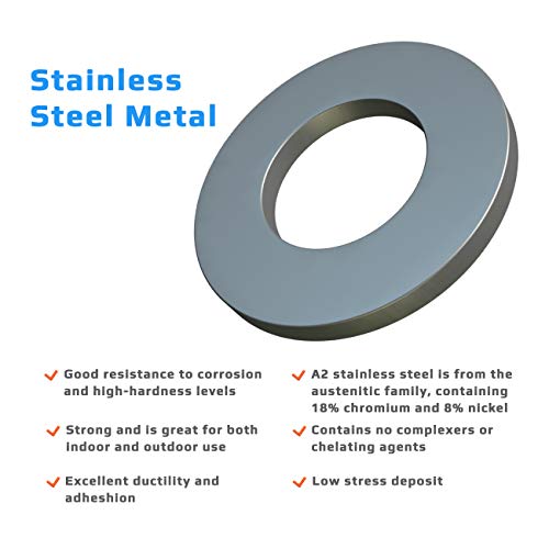 M12 Platte Cent Wasmachine Roestvrij staal A2 (verpakking van 5) Platte brede ronde metalen roestvrijstalen ringen voor schroeven - Certified Standart ISO 7089 DIN 125 M12 (13mm x 24mm)