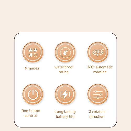 Oplaadbare elektrische badborstel, 360 graden draaibaar, 6 massage koppen, non-slip, 1200mAh Batterij voor eenvoudige terug Scrub en massage 3