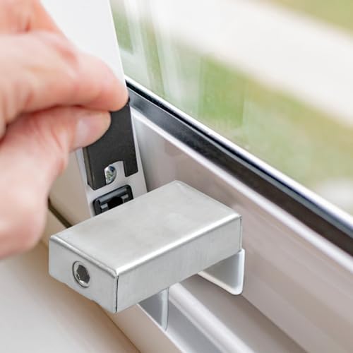 2 stuks schuifbare venstersloten Stopper Deur Frame Stainless Steel Safety Lock Verstelbare vensterslot met Key venstergrensstopper voor school, thuis en kantoor 3