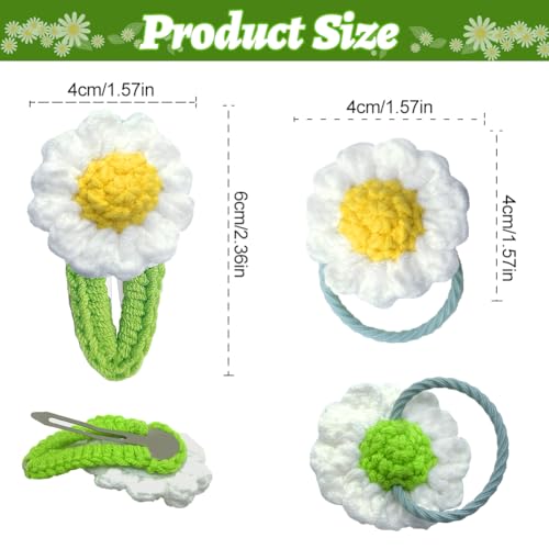 Daisy Hair Clips Daisy Hair Tap Set, Leuke haak bloem haarspeldjes Bloem Haarspelden voor meisjes Daisy Hair Accessoires 4
