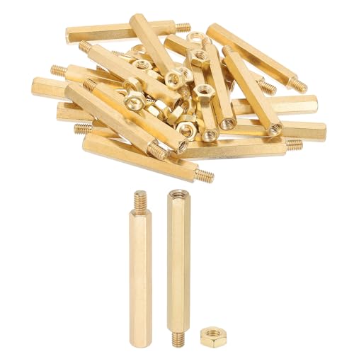 M4*40mm+6mm Spacer Schroeven, 40st Man tot vrouw, Hex Brass Standoff Spacer Schroefmoer Assortiment Kit voor Circuit Board, Circuit Board, Gold Tone