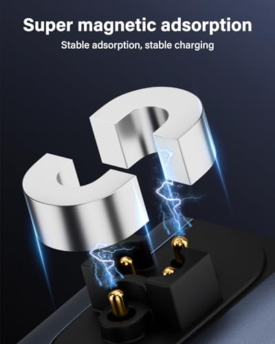 USB-C to 4 Pin Magnetic Charging Adapter voor Bone Lead Headphones, Set van 2 5V/1A uitgang, Aluminiumlegering met sleutelhanger en Blauw LED-licht, Intelligente bescherming functies 4