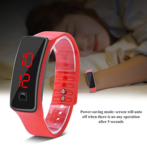 Waterdichte LED Polshorloge, LED Watch Sport Siliconen Band Digital 12 uur Dial Electronic Display Horloge horloge, Smart Polsband Outdoor Sport Horloge sluiting voor kinderen vrouwen(rood) 4
