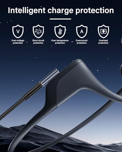 USB-C to 4 Pin Magnetic Charging Adapter voor Bone Lead Headphones, Set van 2 5V/1A uitgang, Aluminiumlegering met sleutelhanger en Blauw LED-licht, Intelligente bescherming functies