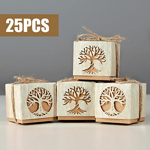 25 geschenkdozen, levensboom, kleine doos, 5 x 5 x 5 cm, snoepje, koekjes, chocolade, aandenken, doop, bruiloft, communie, verjaardag, babyshower 3