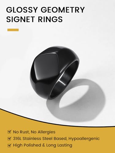 Juwelier Signet ring, zeshoekige, roestvrij stalen vingerring, Metaal, Metaal 3